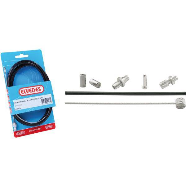 Elvedes remkabel voor achterrem, geschikt voor Shimano Nexus rollerbrake en V-brake, zichtbaar met connector en kabel.