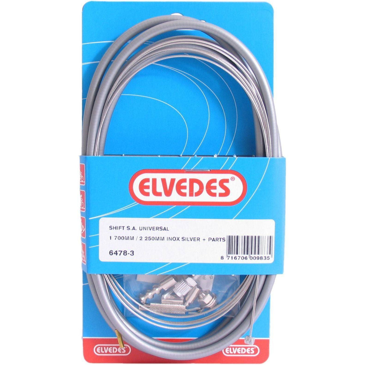 Elvedes derailleurkabelset voor Sturmey Archer, universeel, 1700/2250 mm, geschikt voor fietsversnellingen.