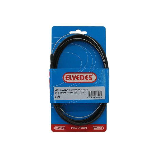 Elvedes versnellingskabelset Nexus 3, roestvrij staal, 1700/2250 mm, voor derailleur, zichtbaar op de afbeelding.