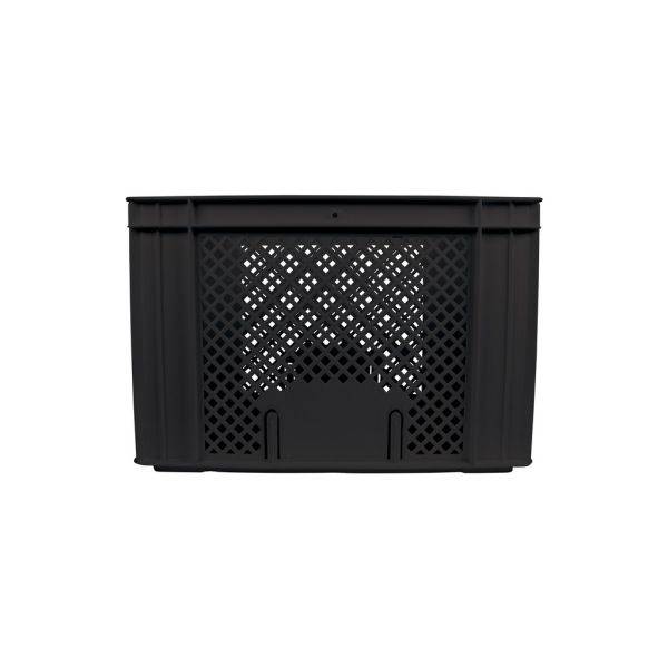 Brandless fietskrat van 31 liter, stevig metalen mand voor fietsaccessoires en boodschappen, zwart gekleurd.