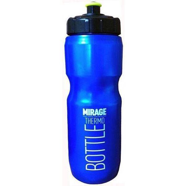 Blauwe Mirage Thermo 500 ml bidon met dubbelwandige isolatie, ideaal voor sport en dagelijks gebruik.