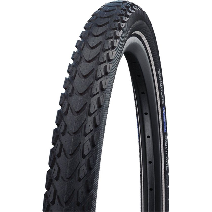 Zwarte Schwalbe Marathon Mondial R-Guard stadsfiets buitenband 28 x 1.40 met reflectie, geschikt voor stadsfietsen.