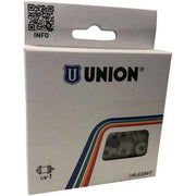 Zwarte Marwi single speed fietsketting 1/2" x 1/8" met 112 links voor naafversnelling, zichtbaar op de afbeelding