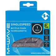 M-Wave fietsketting Single Speed voor e-bike met naafversnelling, 112 schakels, duurzame fietsketting in zwart.