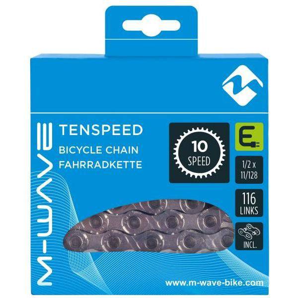 M-Wave 10-speed e-bike ketting, 1/2 x 11/128 inch, 116 schakels met sluitschakel, geschikt voor elektrische fietsen