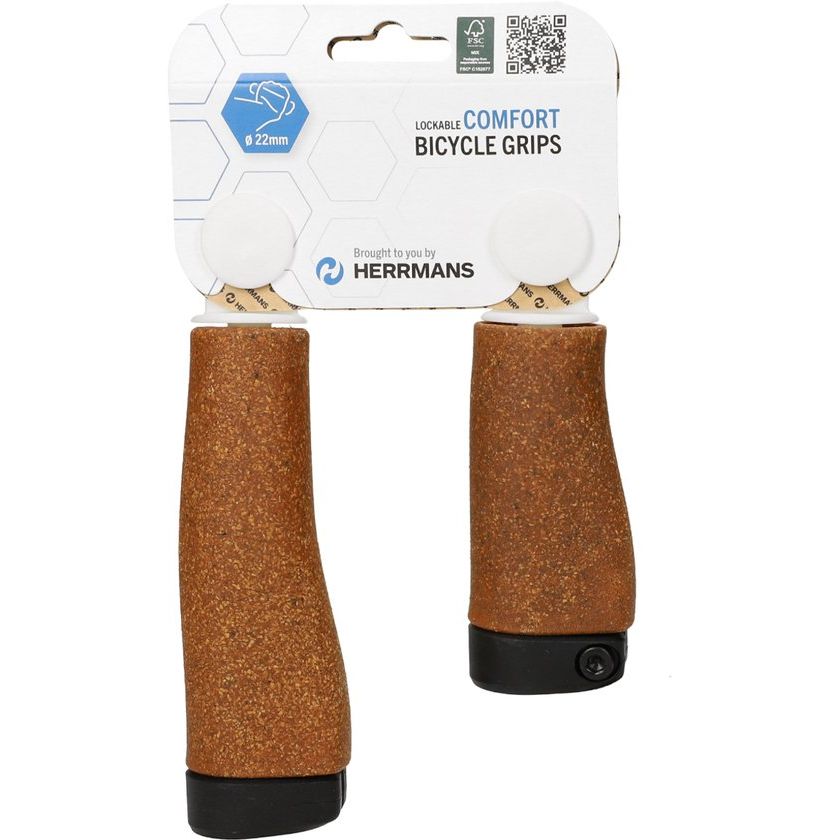 Herrmans Click DD37 Kurk handvatten voor fiets, duurzame en comfortabele grip, zichtbaar in de afbeelding