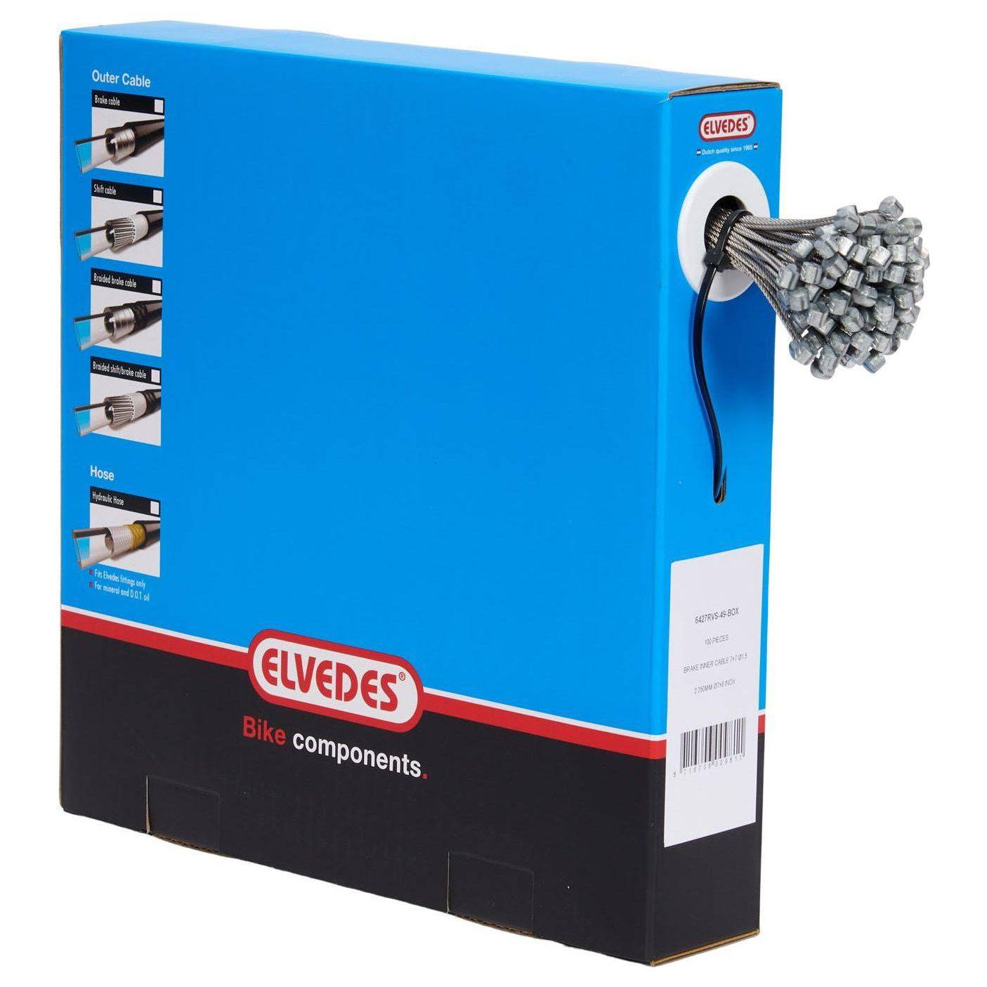 Rem Binnenkabel Elvedes 2250 Mm 7 X 7 Draads Rvs Ø1,5Mm Met T-Nippel Ø7 X 6Mm (Doos 100 À Stuks) - Le Coq Wielerartikelen