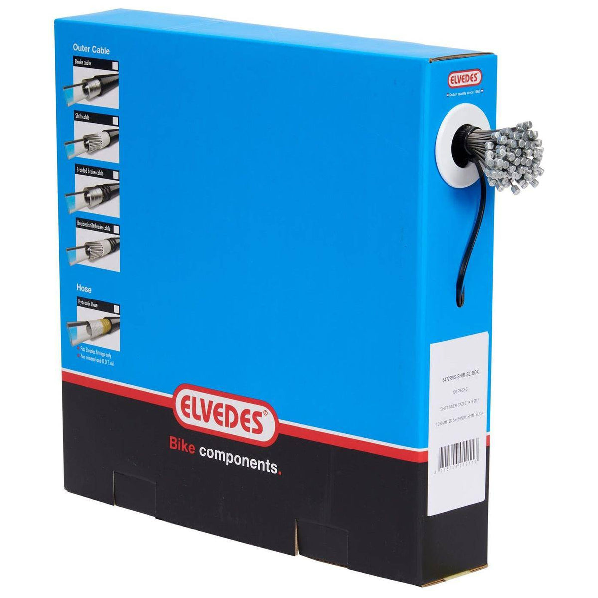 Elvedes schakel binnenkabel 2250 mm, 1×19 RVS met N-nippel, geschikt voor schakelsystemen, 100 stuks in doos
