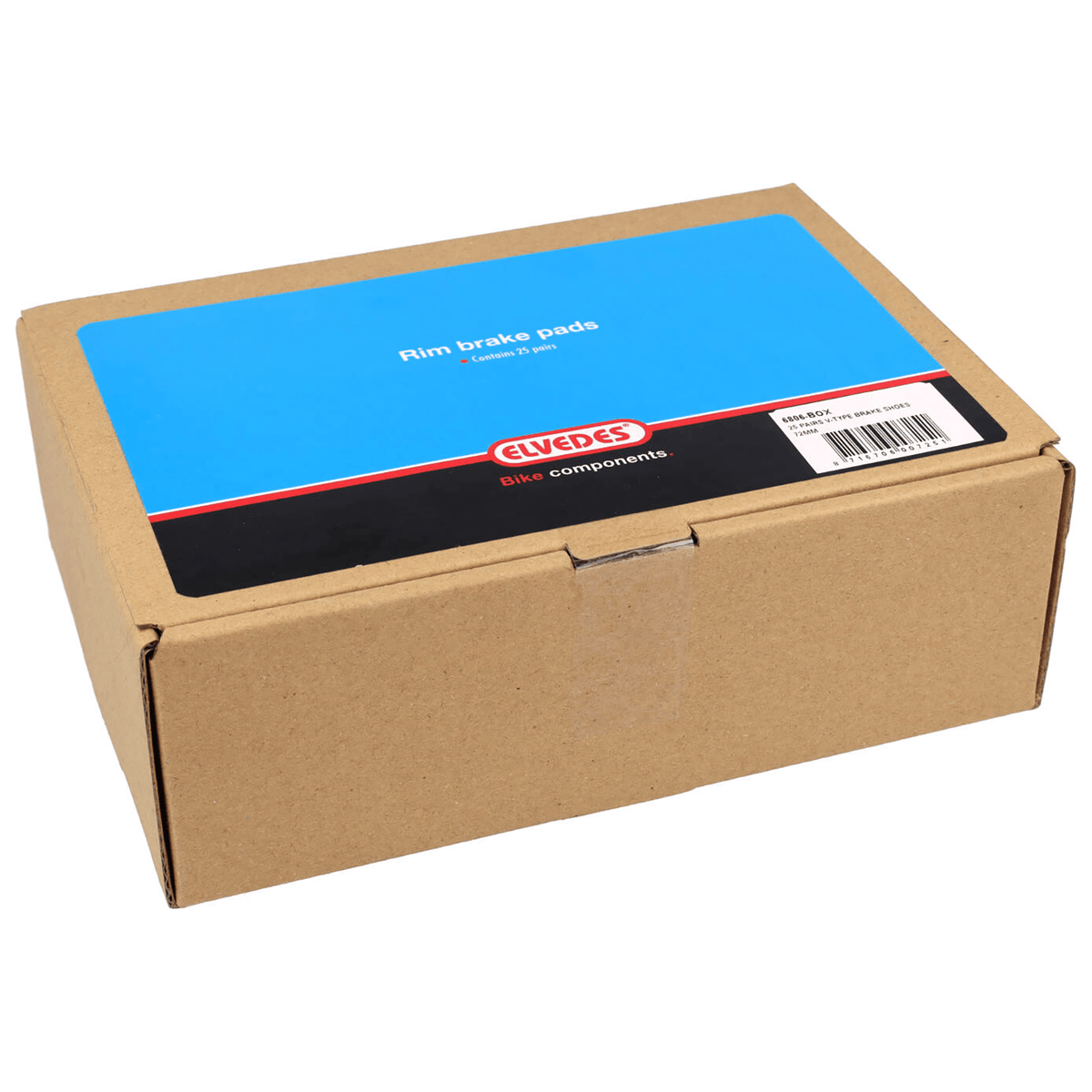Elvedes V-brake remblokjes, zwart rubber, 55x12 mm, voor velgremmen, 25 paar, geschikt voor fietsremmen.