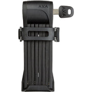 Zwarte Axa Fold Lite 80 Duo vouwslot voor extra beveiliging, zichtbaar in de afbeelding.