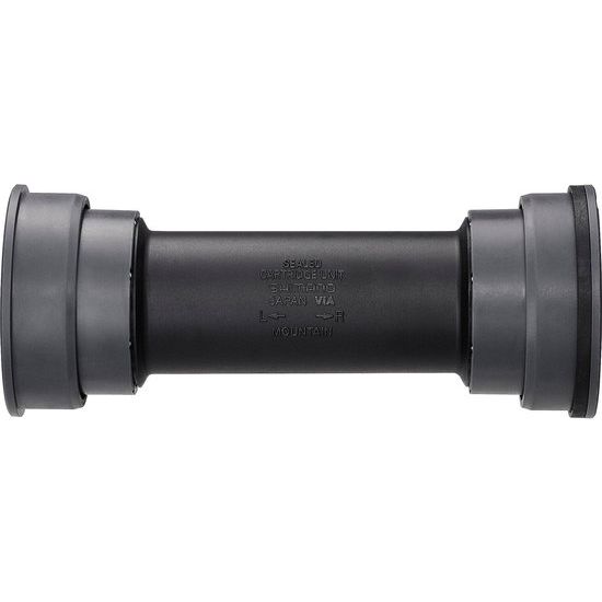 Shimano Sm-Bb71 trapas set, zwart, voor press fit frame, 89,5/92 mm, duurzame fietsonderdelen, close-up op trapas en frame