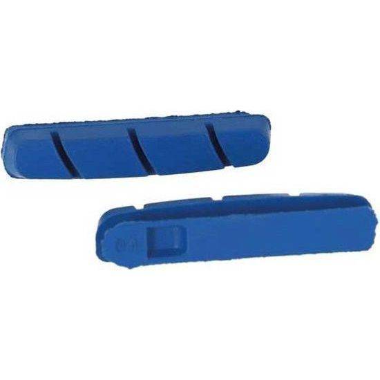 Set van vier XLC remblokjes voor Campagnolo velgrem, 55 mm carbon remrubber in blauw, geschikt voor racesystemen
