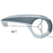 Hesling kettingscherm Esencia 49 cm, transparant en zwart, beschermt de ketting van de fiets tegen vuil en slijtage.