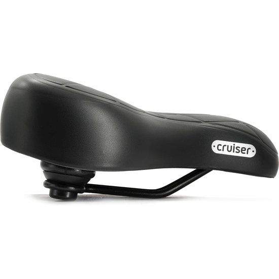 Zwart Selle Royal Cruiser Relaxed XXL stadsfiets en E-bike zadel, comfortabel en breed voor ontspannen rijden.