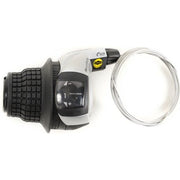 Shimano Tourney SL-RS45 3-speed linkerschakelaar in zwart en zilver voor fiets, zichtbaar in close-up.