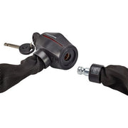 Zwart Trelock fietsslot BC580 kettingslot 110cm x 9mm ligt open met slotmechanisme zichtbaar