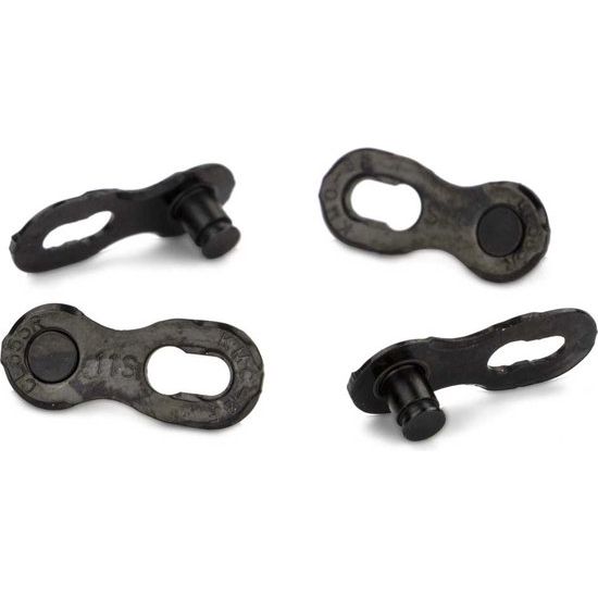 Zwart KMC DLC 11 kettingschakel 1/2" x 11/128" met 5,65 mm pin, herbruikbaar, voor fietskettingen, set van 2 stuks