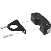 Zwarte Polisport Guppy Mini+ Ahead Adapter voor fietsstoeltjes bevestigingsset, zichtbaar op de afbeelding.