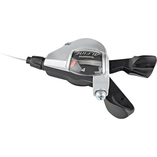 Shimano Alfine SL-S503 8-speed schakelunit rechts met Rapidfire+ in zilver, geschikt voor naafversnellingen en fietsaccessoires.