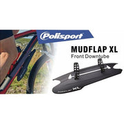 Zwart PVC voorspatbord Polisport Mudflap XL voor optimale bescherming van motorfiets of scooter.