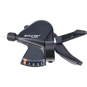 Shimano Altus SL-M2010 9-speed rechter shifter in zwart met optisch schakelscherm, geschikt voor mountainbike en racefiets.