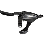 Shimano St-Ef500 3-speed shifthersteller met zwarte remhendel, linkse bediening, 2-vingers, voor fietsverstelling.
