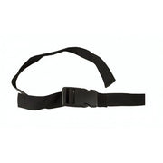 Zwarte Steco Monkey-Mee spanband van kunststof met logo, geschikt als accessoire voor veilig vastzetten van items.