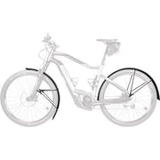 Zwarte SKS Bluemels spatbordenset voor 28-inch fietsen, inclusief voor- en achterspatborden, geschikt voor stadsfietsen.