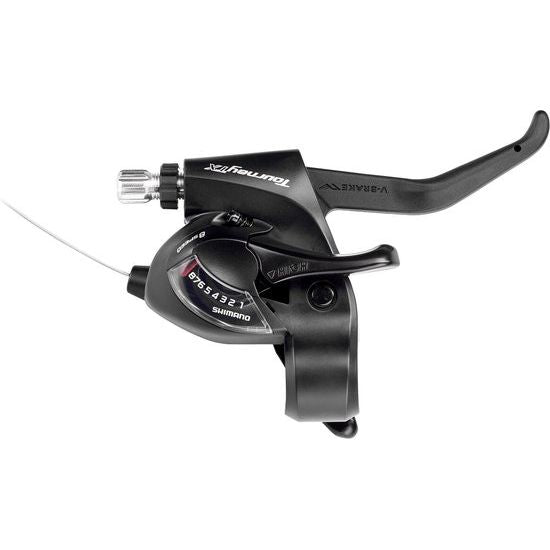 Shimano Tourney ST-TX800 rechts shifter voor 8-speed met geïntegreerde 2-vinger remhendel, geschikt voor fietsen