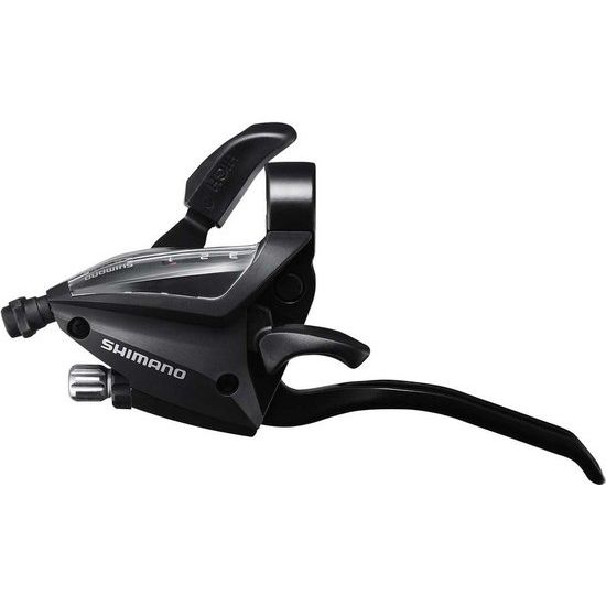 Shimano STI 8V verstellerset voor V-brakes, zwart, inclusief linker- en rechterzijde, geschikt voor 8-speed fietssystemen.