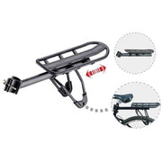 Massload achterdrager met zadelpenbevestiging, aluminium, matzwart, geschikt voor fietsbagage en accessoires