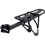 Massload achterdrager met zadelpenbevestiging, aluminium, matzwart, geschikt voor bagagedragers op fiets.