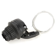 Shimano SL-RS45 Tourney 3-speed shifters links, zwart en zilver, voor fietsversnellingen, close-up van de handbediening