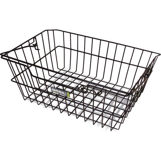 Zwarte Basil Cairo fietsmand met dragerbevestiging, 41x31x17 cm, geschikt voor fietsaccessoires en bagage
