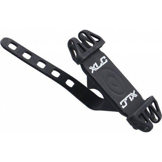 Zwarte XLC Telefoonhouder Bv-X11 van siliconen voor fiets, geschikt voor telefoons tot 6.6 inch, stevig en flexibel.
