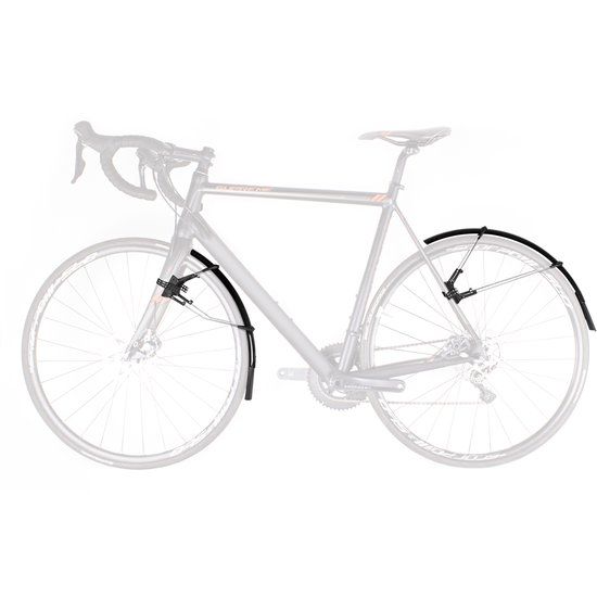 Zwarte SKS Raceblade Pro spatbordenset voor 28-inch banden, PVC, 25 mm breed, geschikt voor racefietsen