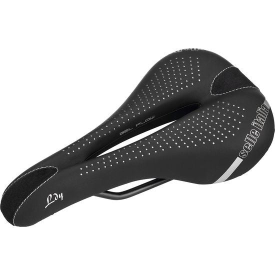 Zwart Selle Italia Lady Gel Flow Manganese L2 stadsfiets- en e-bike zadel, comfortabel met gelvulling en ergonomisch ontwerp