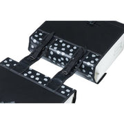 Basil Urban Load dubbele fietstas zwart met reflecterende stippen, 48-53 liter, geschikt voor bagagedrager en fiets.