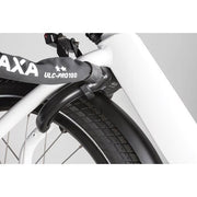 Zwart Axa Imenso Large ART 2 ringslot van 75 mm voor extra fietsbeveiliging, zichtbaar met slot en ketting in de afbeelding