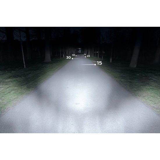 Zwarte Axa Blueline 50-T Steady koplamp met naafdynamo, 50 lux lichtsterkte, geschikt voor fietsen.