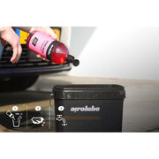 Airolube Super Wash plant-based fietsshampoo in een groene fles voor biologisch afbreekbare fietsreiniging.