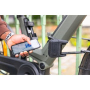 Zwarte Abus Bordo Smartx 6000A/120 vouwslot, stevig en compact, zichtbaar in de afbeelding.