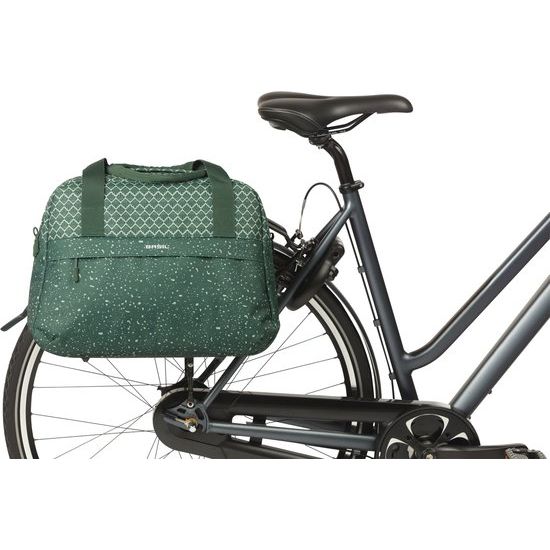 Basil Flair 18 liter fietsschoudertas Hook-On met reflectie, zwarte fietsaccessoire en bevestigingshaak voor enkel.