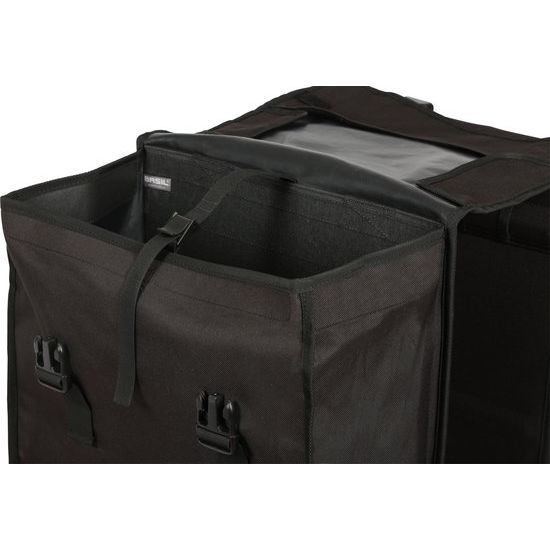 Basil Mara XXL 47 Liter Dubbele Fietstas Zwart Waterafstotend Reflecterend
