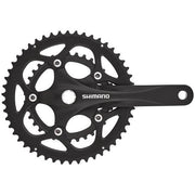Shimano Sora FC-RS345 racefiets crankstel 50-34T in zwart, 2x9 versnellingen, Octalink ontwerp, zichtbaar op de afbeelding