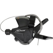 Zwarte Shimano Altus SL-M2010 3-speed shifters voor links, zichtbaar in de afbeelding.