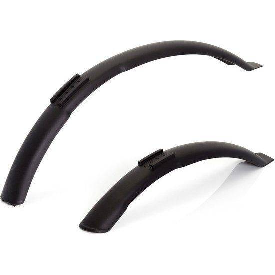 Zwart XLC spatbordenset 20 inch Mg-C03 Insteek voor fiets, zichtbaar met bevestigingspunten en rond vorm van de spatborden.
