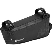 Zwarte SKS Explorer Edge frametas van 1,0 liter voor bikepacking, bevestigt aan fietsframe voor extra opbergruimte
