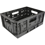 Zwarte Steco fietsmand krat 40x30x17 cm voor stevige en praktische fietsaccessoire, geschikt voor fietsen en boodschappen.