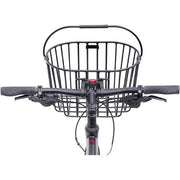Zwarte KLICKfix Alumino fietsmand van 16 liter voor fietstassen en transport, zichtbaar op een fiets.